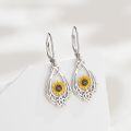 wholesale 925 Sterling Silver Sunflower Teardrop Celtic Knot Leverback Earrings-0-2