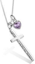 wholesale Sterling Silver Cross Necklace Philippians 4 13 I Can Do All Things Inspirational Gift-0-31