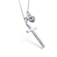 wholesale 925 Sterling Silver Cross Pendant With Blue Opal And Philippians Inscription-silver-06 June