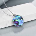 wholesale 925 Sterling Silver Bear Paw Abalone Shell Inlay Round Pendant Necklace for Women-0-3