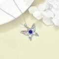 wholesale 925 Sterling Silver Butterfly Heart Blue Sapphire Pendant Necklace for Women-0-3