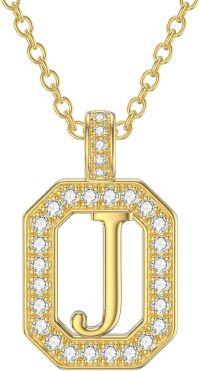 wholesale 14K Gold Moissanite A Z Letter Pendant Necklace for Women 16+2 -J