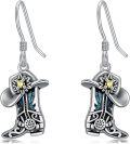 wholesale 925 Sterling Silver Turquoise Cowboy Boot Drop Earrings for Women-0-0