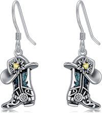 wholesale 925 Sterling Silver Turquoise Cowboy Boot Drop Earrings for Women-Cowboy Boot-3