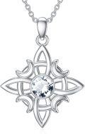wholesale 925 Sterling Silver Witches Knot Birthstone Necklace Wicca Moon Celtic Pendant-0-10