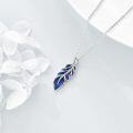 wholesale 925 Sterling Silver Blue Enamel CZ Leaf Pendant Necklace for Women-0-3