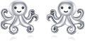 wholesale 925 Sterling Silver Octopus Stud Earrings - Cute Sea Creature  for Women and Girls-0-0