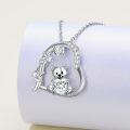 wholesale  Sterling Silver Crystal Teddy Bear Necklace Birthstone Jewelry Gift for Women -0-1