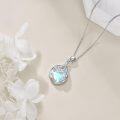 wholesale 925 Sterling Silver Blue Opal Owl Design Teardrop Pendant Necklace for Women Gifts-0-2