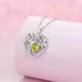TOUPOP Sterling Silver Peridot Tree Of Life Pendant Necklace-0-4