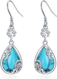 wholesale Sterling Silver Filigree Earrings with Black Onyx Moonstone Turquoise Lapis Lazuli-Turquoise