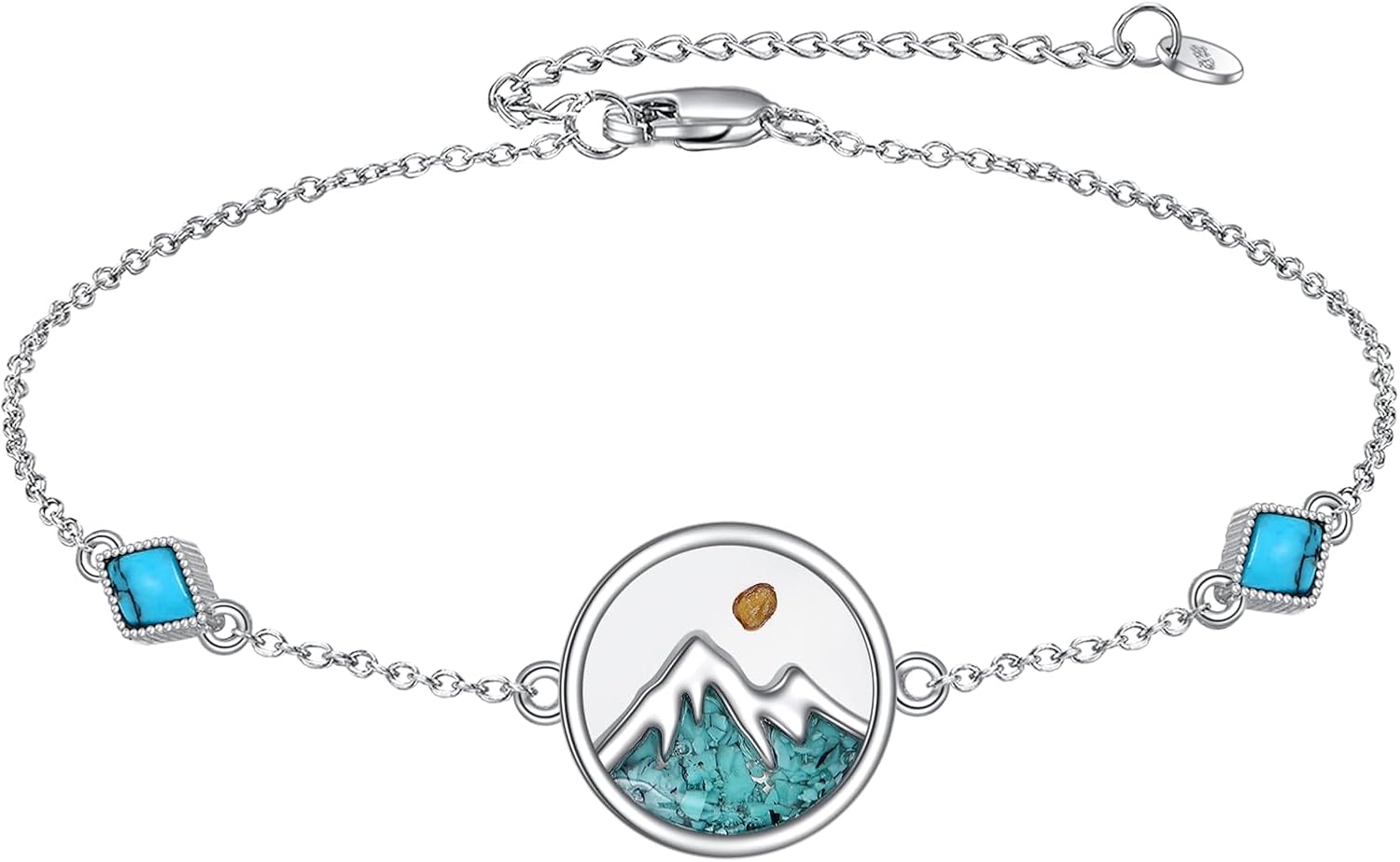 wholesale 925 Sterling Silver Turquoise Druzy Mountain Cross Bracelet - Christian Faith  for Mom-0-0