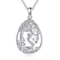 wholesale 925 Sterling Silver Heart Pendant Necklace Wholesale Gold Plated-04-Apri-Cubic Zirconia
