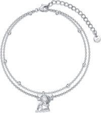 wholesale 925 Sterling Silver Nature Style Bracelet for Women Charm Link Adjustable Highland Cow Anklet Jewelry Anniversary Birthday Gifts-Highland cow