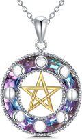 wholesale 925 Sterling Silver Rainbow Crystal Star Pendant Necklace for Women Gifts-0-0