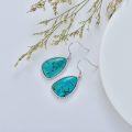 wholesale 925 Sterling Silver Natural Turquoise Earrings for Women, Boho Geometric Drop Dangle Western Gift-0-4