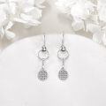 wholesale 925 Sterling Silver Tennis Ball Racket Drop Earrings Platinum Plated Sport Jewelry-0-4
