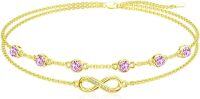 wholesale Sterling Silver Birthstone Women s Anklet Bracelets Infinity Butterfly Evil Eye Turtle Pineapple Starfish Heart-Bracelet 7"-9"-Infinity 10-Rose-Yellow Gold