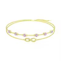 wholesale 925 Sterling Silver Birthstone Women s Anklet Bracelets Infinity Butterfly Evil Eye Turtle Pineapple Starfish Heart-Bracelet 7"-9"-Infinity 10-Rose-Yellow Gold