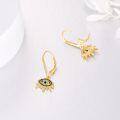 wholesale Gold 925 Sterling Silver Evil Eye Dangle Drop Earrings with Blue and Black Stones s for Women & Girls-0-2