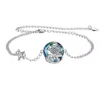 TOUPOP Sterling Silver Crystal Turtle Bracelet Anklet For Women-undefined