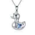 wholesale 925 Sterling Silver Duck Blue Crystal Pendant Necklace Cute Animal Charm Gifts for Women Girls-0-0