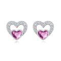 wholesale 925 Sterling Silver Pink Heart Earrings-0-0