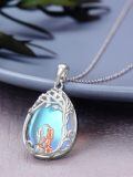 wholesale 925 Sterling Silver Tree Of Life Heart-shaped Pendant With Couple Motif And Blue Gradient Background-0-3