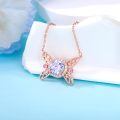 wholesale 925 Sterling Silver Gold-Plated Butterfly Pink Sapphire Gemstone Pendant Necklace-0-1