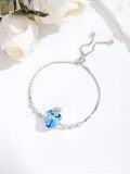 wholesale  Sterling Silver & White Gold Plated Sapphire Heart Rose Flower Birthstone Bracelet for Women, Adjustable Tennis Bracelet, September Birthstone Jewelry Gift-0-4