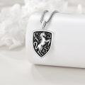 wholesale 925 Sterling Silver Celtic Horse Shield Pendant Necklace  for Men-0-1