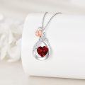 wholesale 925 Sterling Silver Red Garnet Heart Rose Pendant Necklace for Women-0-4