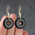wholesale 925 Sterling Silver Round Black Onyx Drop Earrings Gift for Her-0-3