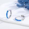 wholesale 925 Sterling Silver Blue Opal Hoop Earrings for Women, October Birthstone, Hypoallergenic, Christmas Gift, 15mm-0-1