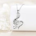 wholesale 925 Sterling Silver Musical Treble Clef Heart Pendant Necklaces for Women Girls-0-2