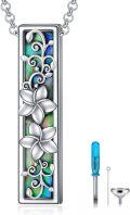 wholesale 925 Sterling Silver Abalone Shell Flower Pendant Urn Keepsake Memorial Ashes Holder Necklace with Funnel and Cleaning Brush Set for Adults (Plumeria)-0-0