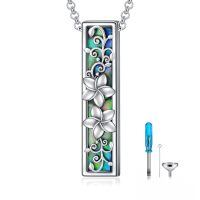 wholesale 925 Sterling Silver Abalone Shell Flower Pendant Urn Keepsake Memorial Ashes Holder Necklace with Funnel and Cleaning Brush Set for Adults (Plumeria)-Plumeria