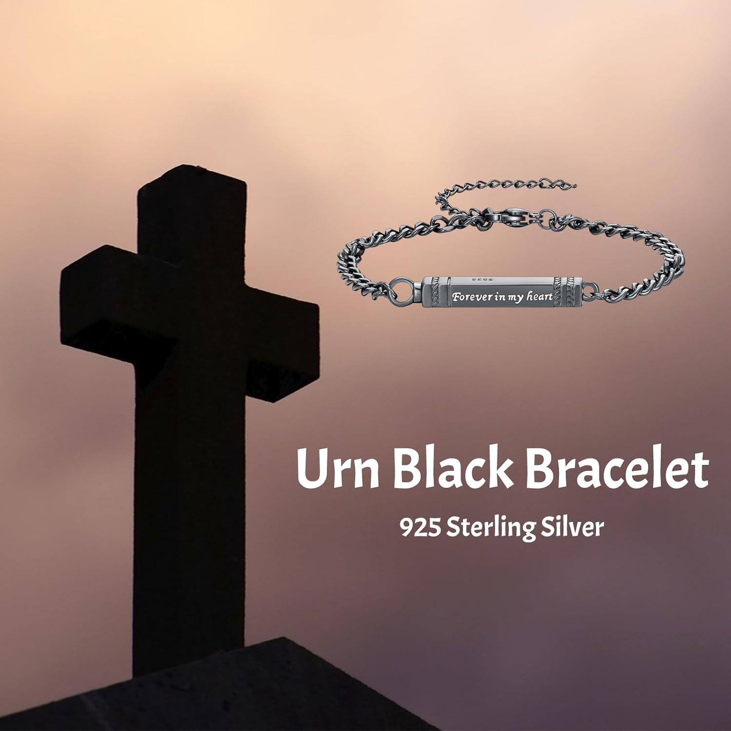 Sterling Silver Stone Urn Bracelet for Ashes Vintage Filigree Cremation Bangle-0-5