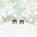 wholesale 925 Sterling Silver Spider Heart Moonstone Stud Earrings Gothic  for Women-0-2