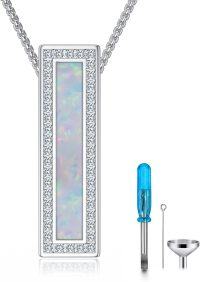 wholesale Sterling Silver Abalone Shell Cremation Jewelry Urn Necklace-Opal-Opal-Customized