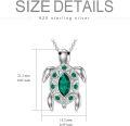 wholesale 925 Sterling Silver Green Crystal Sea Turtle Keepsake Cremation Pendant Necklace-0-3