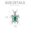 wholesale 925 Sterling Silver Green Crystal Sea Turtle Pendant Necklace-0-3