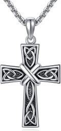 wholesale 925 Sterling Silver Celtic Knot Cross Pendant Necklace for Men & Women-0-0