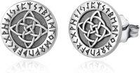 wholesale 925 Sterling Silver Norse Celtic Knot Stud Earrings with Rune Design - Viking  for Him & Her-Viking Cross