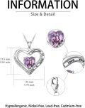wholesale 925 Sterling Silver Purple Crystal Heart Love Knot Pendant Necklace for Women Gifts-0-6