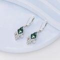 wholesale 925 Sterling Silver Green Labradorite Fleur-de-Lis Leverback Drop Earrings-0-2