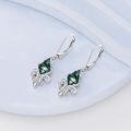wholesale 925 Sterling Silver Green Labradorite Fleur-de-Lis Leverback Drop Earrings-0-2
