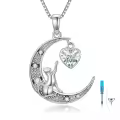 TOUPOP Sterling Silver Moon Ash Pendant Cat Cremation Jewelry Memorial Necklace-0-0