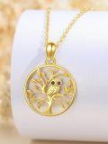wholesale 14K Gold Owl on Tree Pendant Necklace with Chain - 14K Gold  Jewelry for Women (Length: Adjustable)-0-4