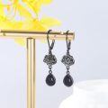 wholesale 925 Sterling Silver Gothic Blue Goldstone Drop Earrings - Vintage Style Jewellery Gift for Her-0-4